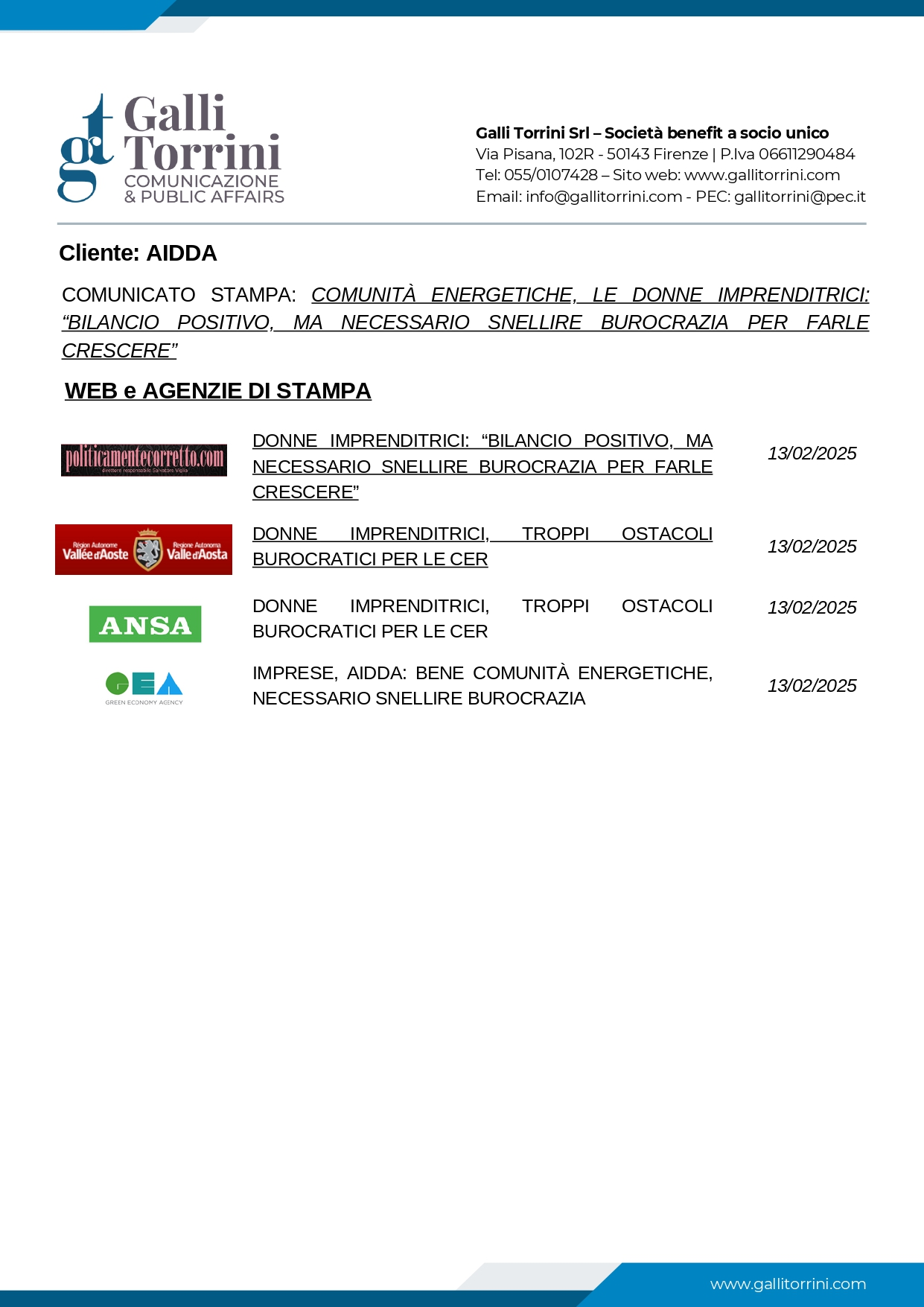 RASSEGNA STAMPA AIDDA ETS - Roma, 13 febbraio 2025 - Comunità energetiche, le Donne Imprenditrici_ “Bilancio positivo, ma necessario snellire burocrazia per farle crescere”.jpg
