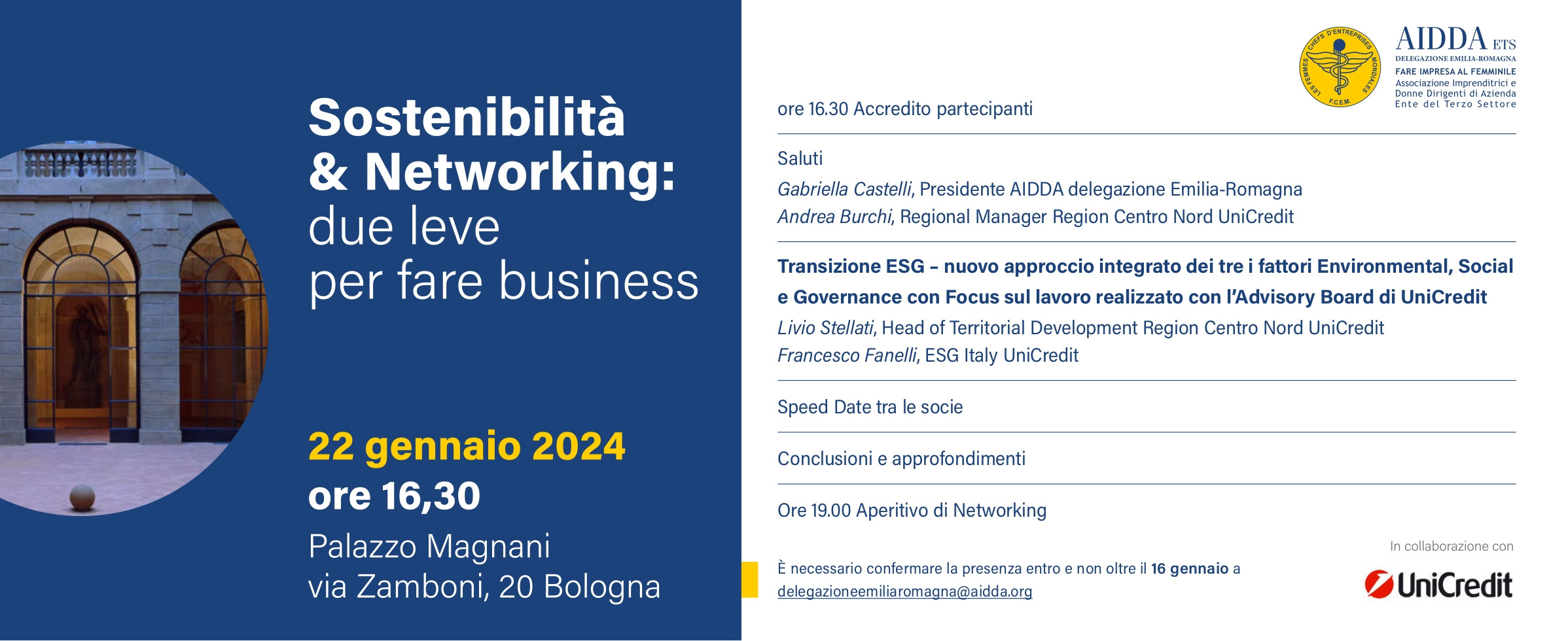 AIDDA ER - Sostenibilità e Networking - lunedì 22 gennaio ore 16.30 - Palazzo Magnani Via Zamboni 20.jpg