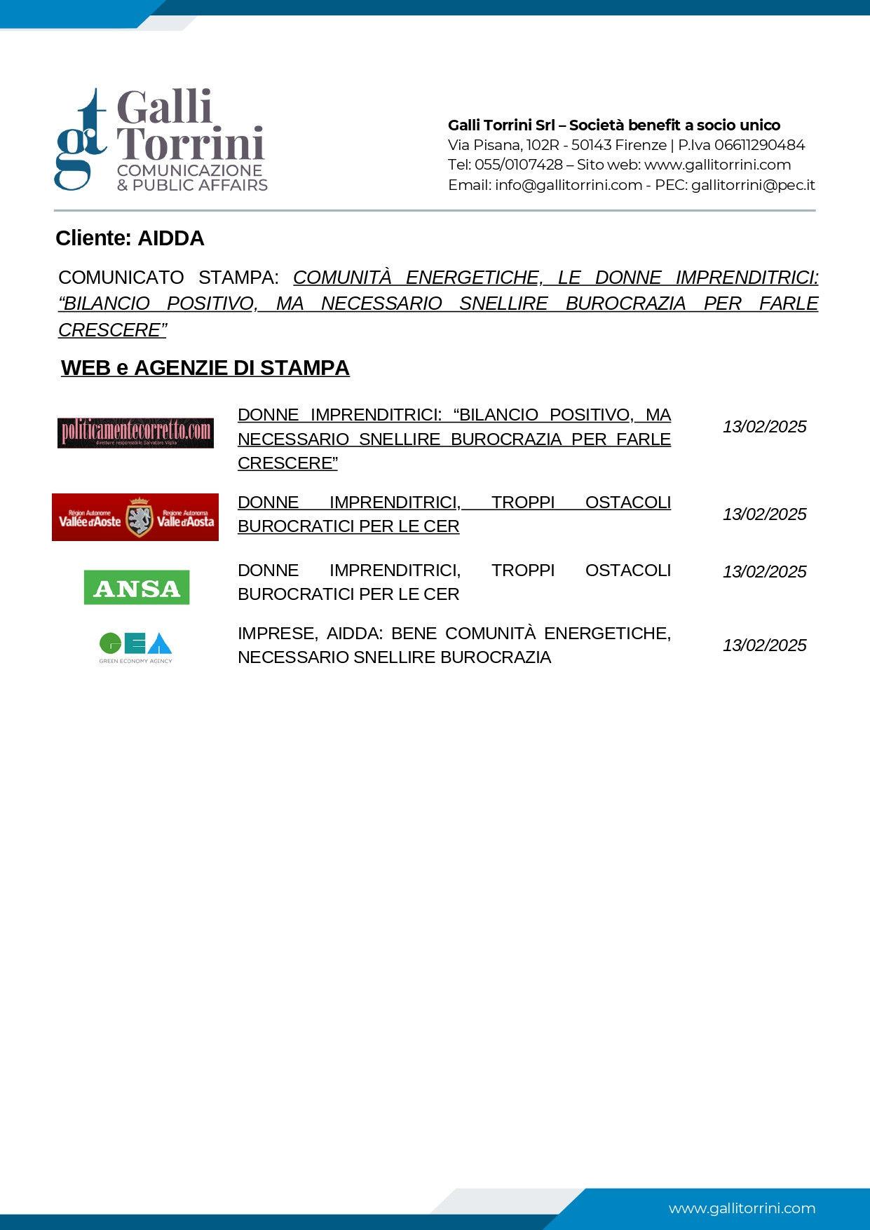 RASSEGNA STAMPA AIDDA ETS - Roma, 13 febbraio 2025 - Comunità energetiche, le Donne Imprenditrici_ “Bilancio positivo, ma necessario snellire burocrazia per farle crescere”.jpg