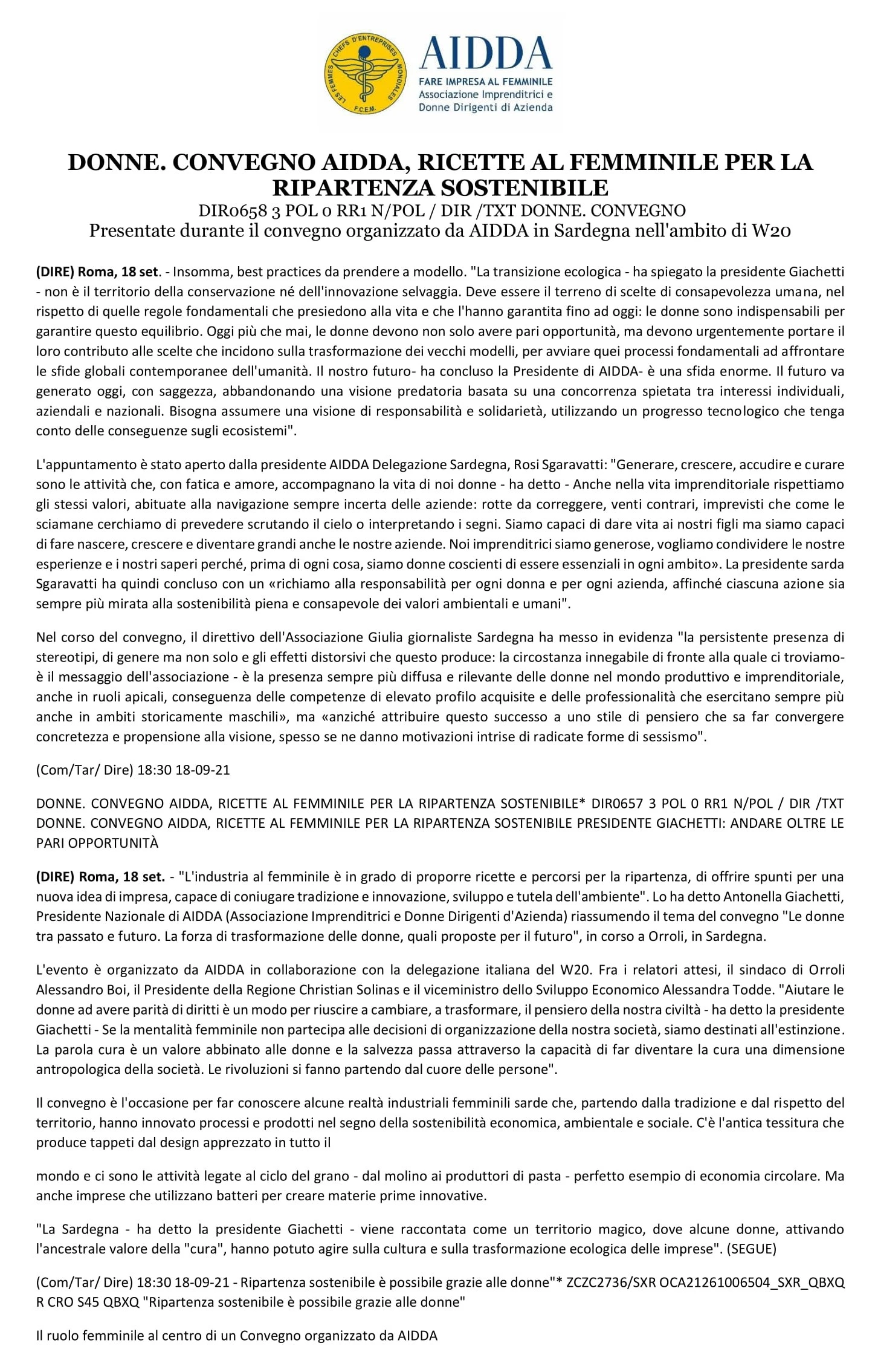 DONNE. CONVEGNO AIDDA, RICETTE AL FEMMINILE PER LA RIPARTENZA SOSTENIBILE-1.jpg